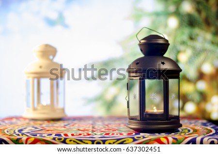 Ramadan Kareem with Tree Bokeh background, Ramadan lantern, Lamp photography, Ramadan Festival, Generous Ramadan