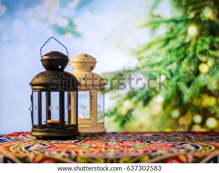 Ramadan Kareem with Tree Bokeh background, Ramadan lantern, Lamp photography, Ramadan Festival, Generous Ramadan