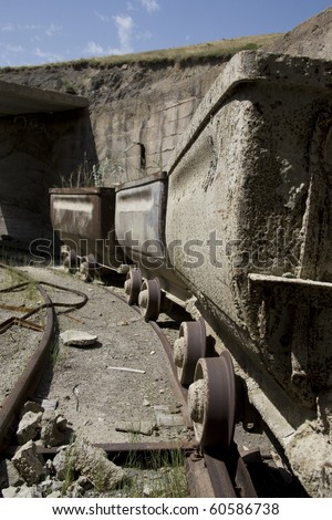 Old mine carts in a row