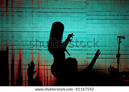 disco dancer silhouette on colored background