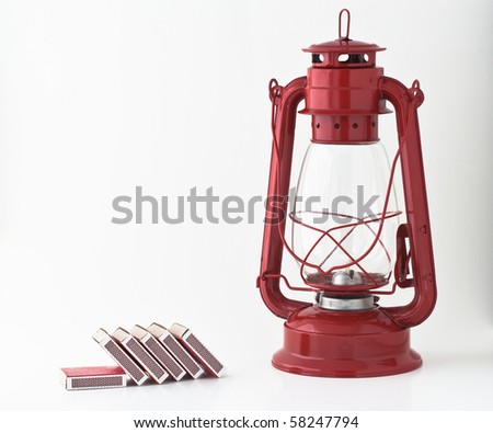 Emergency or power outage kit: kerosene lantern and matches