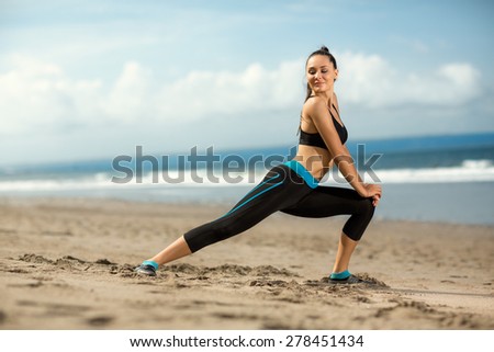 Running woman, female runner jogging during outdoor workout on beach., fitness model outdoors.