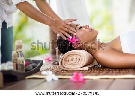 Spa massage, facial massage outdoor nature, beauty treatments