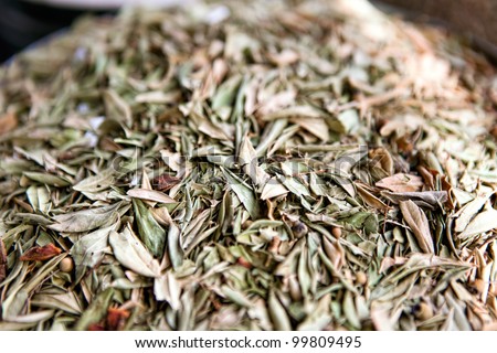 Close up of dry herbs , traditional medication