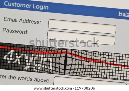 Customer log-in on computer screen