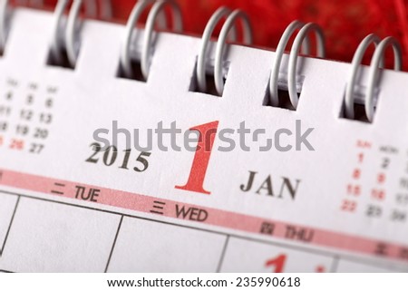 Macro Chinese Calendar 2015 - January with Chinese number word