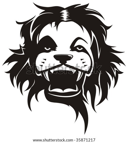 lion head tattoo. Vector wild lion head. angry.