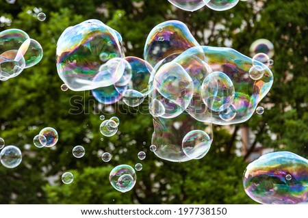 Soap bubbles, natural background