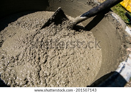 Closeup of fresh concrete mix