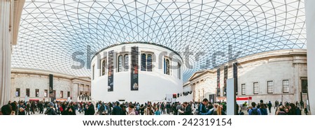 LONDON, UK - DECEMBER 30: British Museum interior on December 30, 2014 in London, UK. Established in 1753 with collection of 8 million, it is among the largest in the world.
