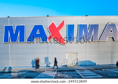 KAUNAS, LITHUANIA - FEB 01: MAXIMA store in Kaunas, Lithuania on February 1, 2015. Maxima is a retail chain operating 478 stores in Lithuania, Latvia, Estonia, and Bulgaria.