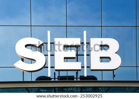 KAUNAS, LITHUANIA - FEB 03: SEB Bank logo on February 3, 2015 in Kaunas, Lithuania. SEB Bank is a subsidiary of Swedish SEB Group, is a commercial bank of Lithuania.