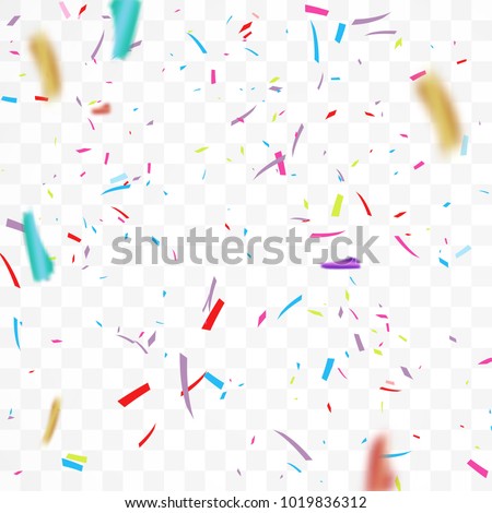 The realistic Falling of  shiny confetti glitters in colorful. New Year, birthday, design element of the Valentine's Day. Holiday design confetti Isolated on a transparent background.