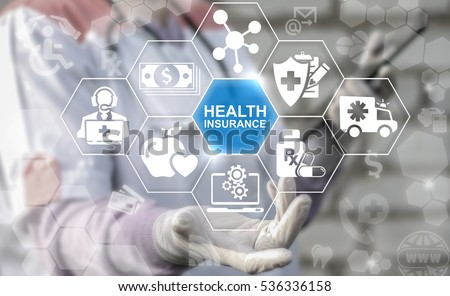 Health insurance medicine safety finance treatment computer concept. Healthcare medical assurance help money premium healthy web technology.