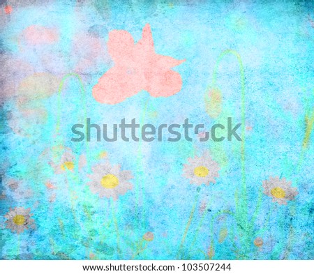 blue toned abstract grunge flower background