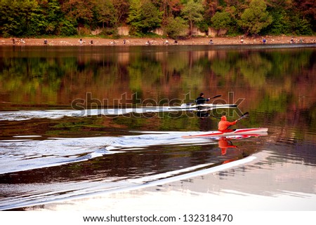 morning at the lake- sport with kayak