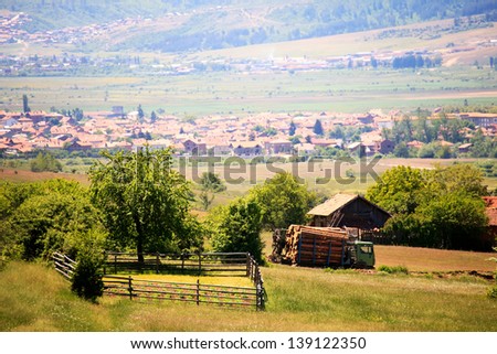 sunny still-life bulgarian village panoramic landscape
