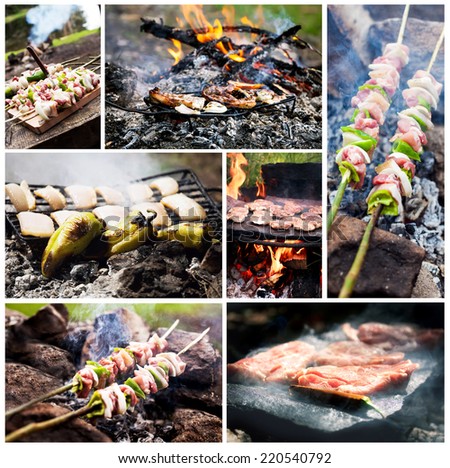 food collage from hand made camp meat