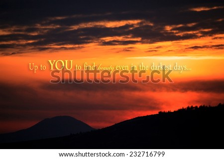 unknown inspirational quote background with colorful red sunset
