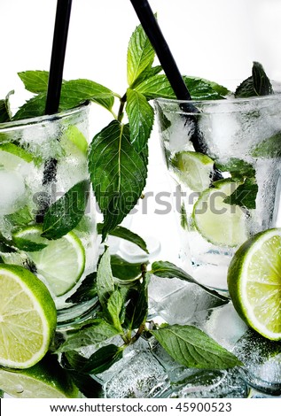 cocktail mojito with mint and white rum
