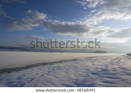 winter nature landscape; frozen bulgarian lake