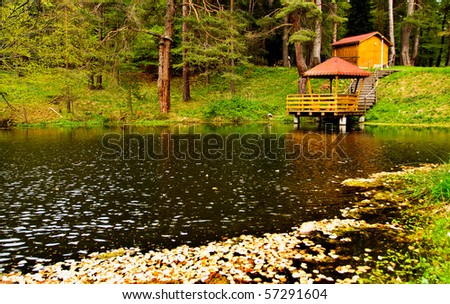 bulgarian nature landscape with forest lake