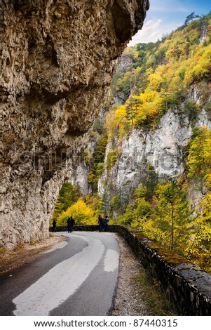 vertical autumn panoramic landscape in bulgarian canyon