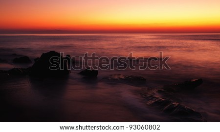 red low light abstract seascape in bulgarian Black sea