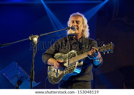 ISEO,ITALY - SEPTEMBER 5:  exhibition live of the  italian blues guitar player Alex Di Reto  at the event \