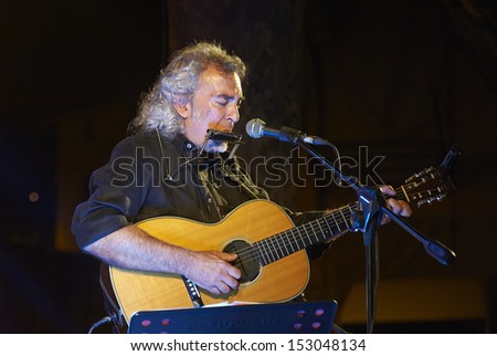 ISEO,ITALY - SEPTEMBER 5:  exhibition live of the  italian blues guitar player Alex Di Reto  at the event \