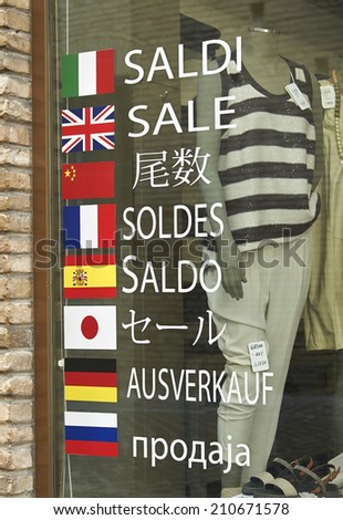 Italy, sale in a italian boutique,italian fashion store