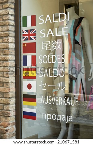 Italy, sale in a italian boutique,italian fashion store