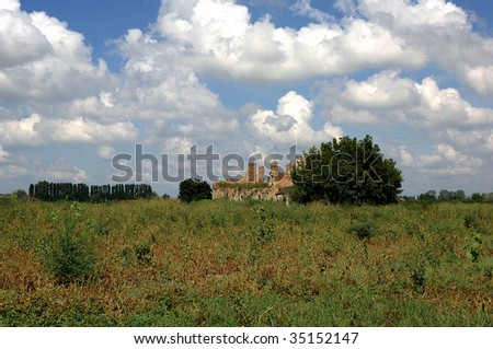 Mezzani (Pr),Emilia Romagna,Italy, an old ruin of an agricultural building in a field