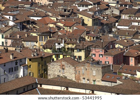 Brescia,Italy, district of Carmine, seen roofs of the houses
