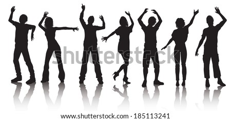 silhouettes of young people dancing