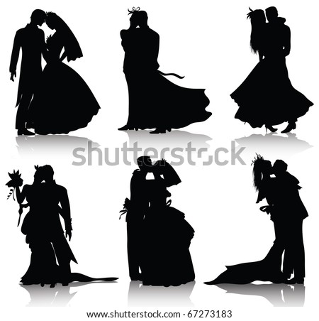 stock vector Wedding silhouettes also available jpeg version of this image