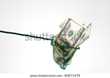 money in fishing net