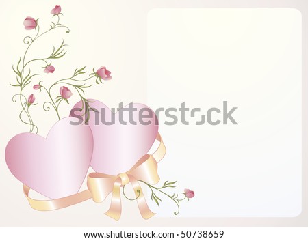 stock photo Wedding invitation background with hearts rose and silk bow