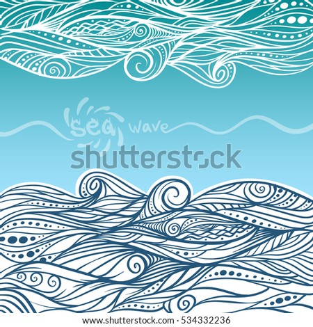 Vector vintage and ethnic waves of sea and ocean.