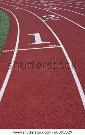 Lane markers and numbers on cross country track.