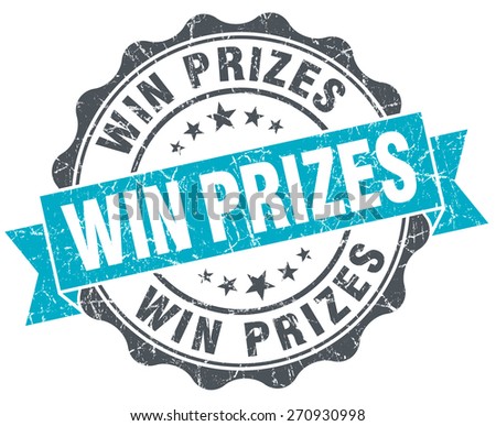 win prizes vintage turquoise seal isolated on white