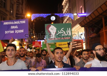 ISTANBUL,TURKEY-SEPTEMBER 14: Peaceful protest against anti-Islam film has been organized  on September 14, 2012 in Istanbul,Turkey.