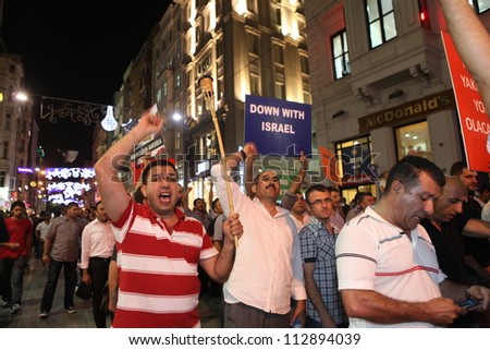 ISTANBUL,TURKEY-SEPTEMBER 14: Peaceful protest against anti-Islam film has been organized  on September 14, 2012 in Istanbul,Turkey.