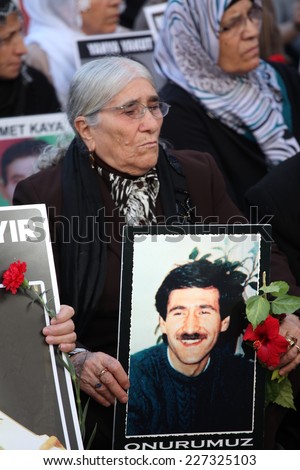 ISTANBUL,TURKEY-OCT 25: The mothers of people who have disappeared, mainly at the hands of the state, known as the Saturday Mothers, met for the 500th time on Oct 25th on October 25,2014 in Turkey.