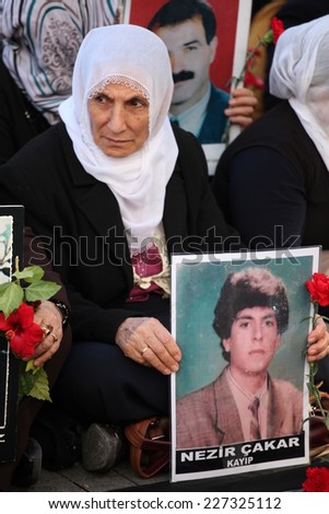 ISTANBUL,TURKEY-OCT 25: The mothers of people who have disappeared, mainly at the hands of the state, known as the Saturday Mothers, met for the 500th time on Oct 25th on October 25,2014 in Turkey.