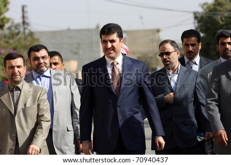 ARBIL - FEBRUARY 11: Prime Minister of local kurdish government Nacirvan Barzani inaugurate Iran Consulate in Erbil, on 11 February, 2011 in Arbil, Kurdistan.