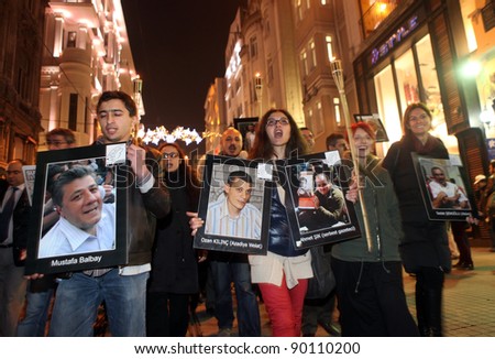 ISTANBUL, TURKEY - DECEMBER 1: Turkey Journalists\' Union rallied to protest the arrest of journalists on December 1, 2011 in Istanbul,Turkey.