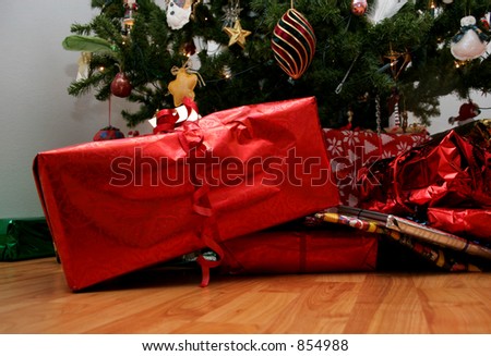 Christmas presents under the christmas tree