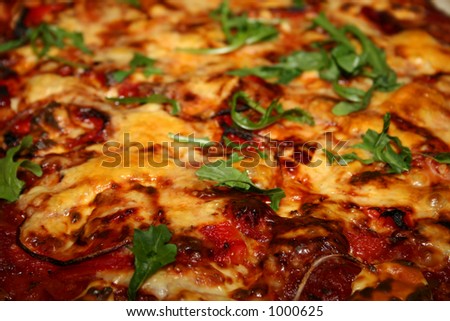 Baked pizza, with shallow DOF, healthy choice
