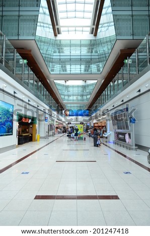 DUBAI - JUNE 20: A general view of duty free shopping in Dubai International Airport on June 20, 2014 in Dubai, UAE. Dubai airport is the largest in the Middle East region.